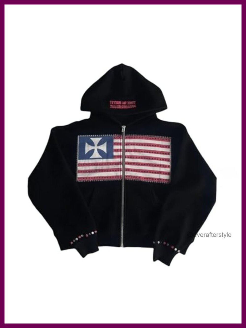 Y2K Zip Up Hoodie Oversized Graphic Sweatshirt Grunge Streetwear